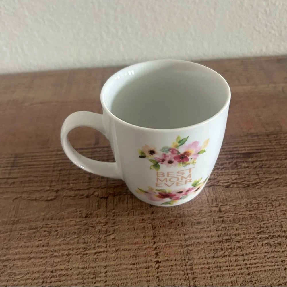 Home Essentials Best Mom Ever Floral Mug and Tin Set - White with Pink Floral